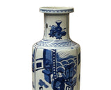 Oriental Blue White People House Gathering Graphic Porcelain Art Vase GB658S