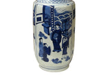 Oriental Blue White People House Gathering Graphic Porcelain Art Vase GB658S