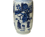 Oriental Blue White People House Gathering Graphic Porcelain Art Vase GB658S