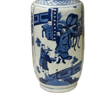 Oriental Blue White People House Gathering Graphic Porcelain Art Vase GB658S