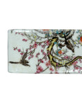 Pair White Porcelain Flower Birds Scenery Rectangular Display Paperweight GB347S