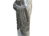 Chinese Weathered Black Gray Patina Stone Standing Monk Luohan Arhat Statue GB666S