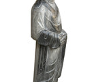 Chinese Weathered Black Gray Patina Stone Standing Monk Luohan Arhat Statue GB666S