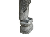 Chinese Weathered Black Gray Patina Stone Standing Monk Luohan Arhat Statue GB666S