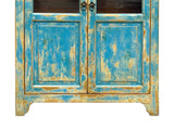 Shabby Chic Turquoise Blue Half-Glass Doors Medium Size Cabinet cs5382NS