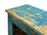 Shabby Chic Turquoise Blue Half-Glass Doors Medium Size Cabinet cs5382NS