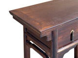 Vintage Brown Ancient Hardware 2 Drawers Console Altar Table GB113S