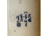 Chinese Distressed White Porcelain Blue Flower Bird Graphic Holder Vase GB686S