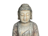 Chinese Distressed Brown Gray Stone Sitting Meditation Buddha Statue GB189S