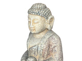 Chinese Distressed Brown Gray Stone Sitting Meditation Buddha Statue GB189S