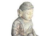 Chinese Distressed Brown Gray Stone Sitting Meditation Buddha Statue GB189S
