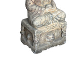 Chinese Distressed Brown Gray Stone Sitting Meditation Buddha Statue GB189S