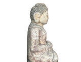 Chinese Distressed Brown Gray Stone Sitting Meditation Buddha Statue GB189S