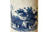 Chinese Distressed White Porcelain Blue Mountain Houses Graphic Holder Vase GB690S