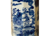 4" Small Octagonal Blue White Scenery Graphic Porcelain Art Vase ws5043S