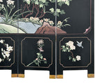 Chinese Black Base Color Flower Birds Graphic Floor Screen Divider GB121S