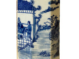 4" Small Octagonal Blue White Scenery Graphic Porcelain Art Vase ws5043S