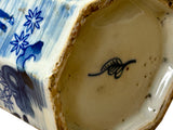 4" Small Octagonal Blue White Scenery Graphic Porcelain Art Vase ws5043S