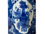 4" Small Octagonal Blue White Flower Vases Graphic Porcelain Art Vase ws5049S