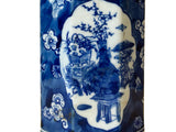 4" Small Octagonal Blue White Flower Vases Graphic Porcelain Art Vase ws5049S