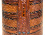 Vintage Oriental Handmade Brown Rattan Stack Basket with Handle GB122S