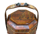 Vintage Oriental Octagonal Golden Graphic Stack Wedding Basket Display GB123S