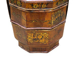 Vintage Oriental Octagonal Golden Graphic Stack Wedding Basket Display GB123S