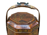Vintage Oriental Octagonal Golden Graphic Stack Wedding Basket Display GB123S