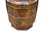 Vintage Oriental Octagonal Golden Graphic Stack Wedding Basket Display GB123S