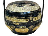Vintage Oriental Black Golden Graphic Stack Wedding Basket Display GB131S
