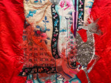 Vintage Chinese Shoulao Longevity Peach Deer Embroidery Fabric Tapestry Art GB795S