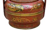 Vintage Oriental Brick Red Golden Graphic Stack Wedding Basket Display GB130S