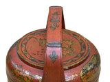 Vintage Oriental Brick Red Golden Graphic Stack Wedding Basket Display GB130S