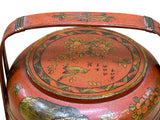Vintage Oriental Brick Red Golden Graphic Stack Wedding Basket Display GB130S