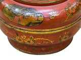 Vintage Oriental Brick Red Golden Graphic Stack Wedding Basket Display GB130S