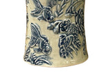 Cream Celadon Porcelain Blue Flower Gold Fishes Cylindrical Container ws5074S