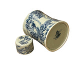 Cream Celadon Porcelain Blue Flower Gold Fishes Cylindrical Container ws5074S