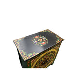 Tibetan Style Green Floral Mandala Graphic End Table Nightstand GB593S