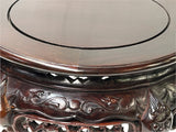9.5" Dark Black Brown Dragon Motif Round Wood Display Stand ws4355S