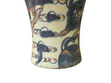 6.5" Blue White Foo Dog Lion Graphic Small Porcelain Baluster Art Vase GB398S