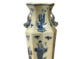 Vintage Rhombus Shape Blue White Eight Immortal Graphic Porcelain Vase ws5052S
