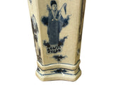 Vintage Rhombus Shape Blue White Eight Immortal Graphic Porcelain Vase ws5052S