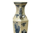 Vintage Rhombus Shape Blue White Eight Immortal Graphic Porcelain Vase ws5052S