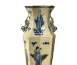 Vintage Rhombus Shape Blue White Eight Immortal Graphic Porcelain Vase ws5052S