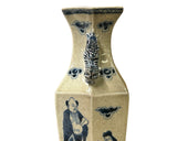 Vintage Rhombus Shape Blue White Eight Immortal Graphic Porcelain Vase ws5052S