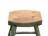 Rustic Bold Distressed Light Sage Green 4 Legs Wood Stool Side Table Stand ws4944S
