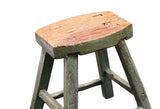 Rustic Bold Distressed Light Sage Green 4 Legs Wood Stool Side Table Stand ws4944S