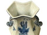 Vintage Rhombus Shape Blue White Eight Immortal Graphic Porcelain Vase ws5052S