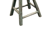 Rustic Bold Distressed Light Sage Green 4 Legs Wood Stool Side Table Stand ws4944S