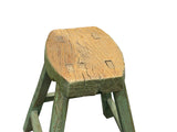 Rustic Bold Distressed Light Sage Green 4 Legs Wood Stool Side Table Stand ws4944S